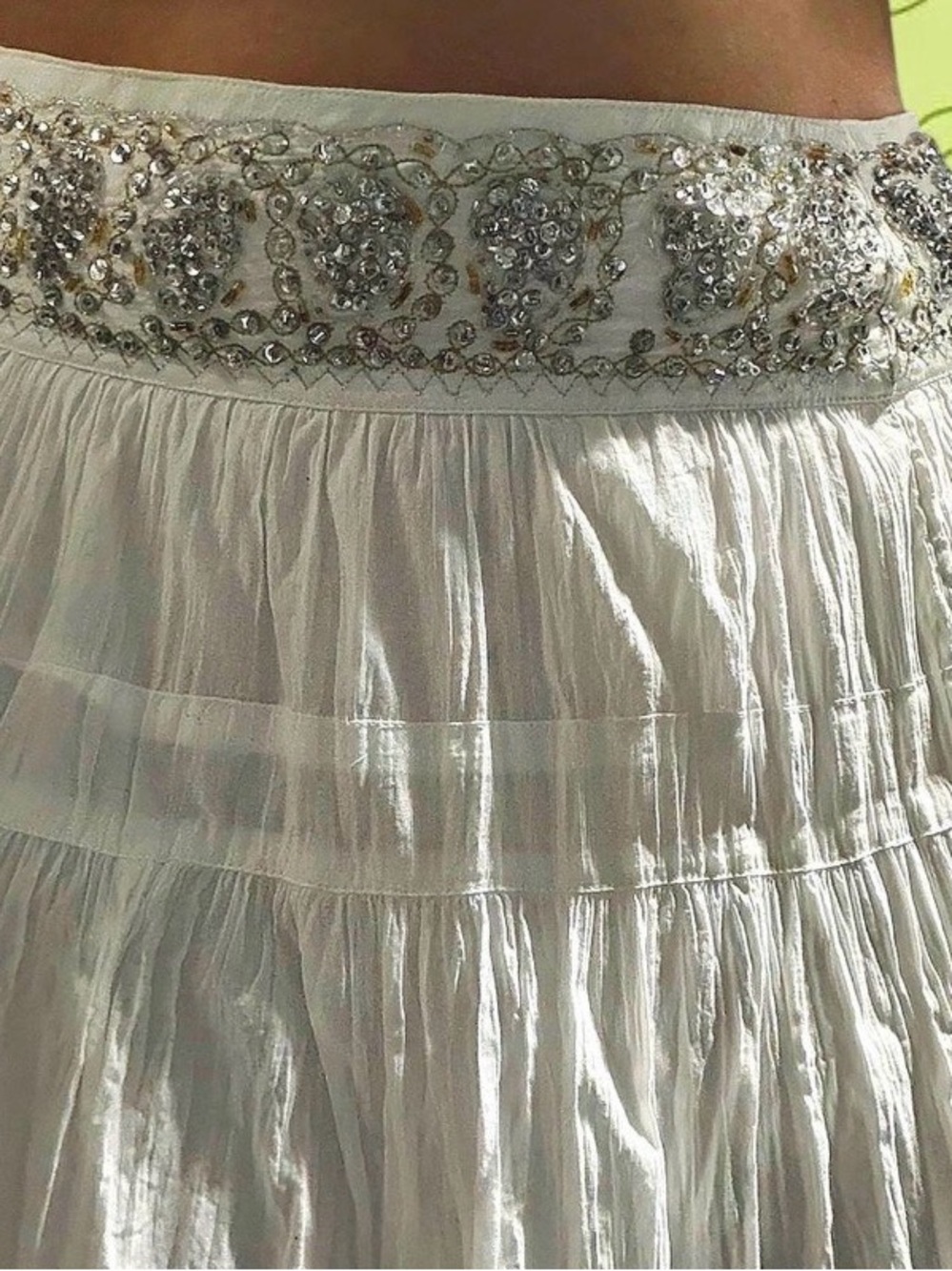 Embellished White Bohemian Maxi skirt
